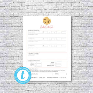 Cookie Decorating Business Editable and Printable Order Form