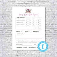 Load image into Gallery viewer, Hair Stylist &amp; Makeup Artist Bridal or Event Agreement Contract Template