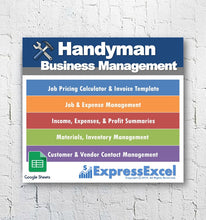 Load image into Gallery viewer, Handyman Repairman Business Management Software + Job Pricing Calculator | Microsoft Excel Spreadsheet