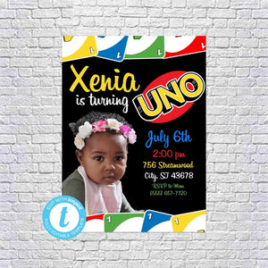 UNO Card Game 1st First Birthday Party Invitation