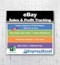 Load image into Gallery viewer, eBay Sales &amp; Profit Tracking + Break Even Calculator | Microsoft Excel Spreadsheet