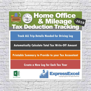 Mileage Tax Deduction Log Tracking Tax Write-off Calculator Excel Spreadsheet