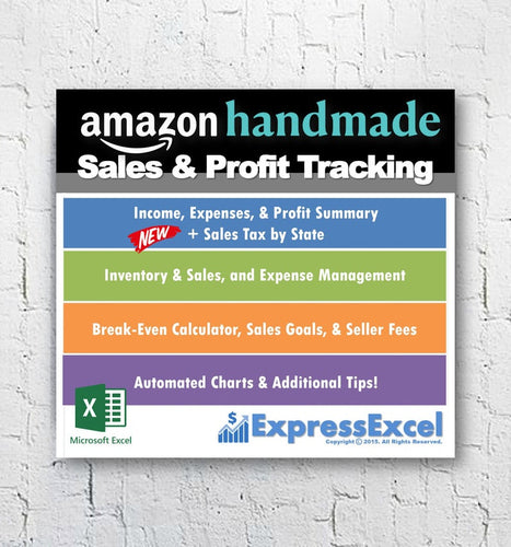 Amazon Handmade Sales & Profit Tracking + Break Even Calculator | Excel Spreadsheet