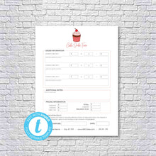 Load image into Gallery viewer, Cake + Cupcake Baking Decorating Business Editable and Printable Order Form