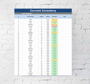 Home and Office Cleaning Business Inventory Management Spreadsheet