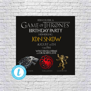 Game of Thrones GOT Birthday Party Invitation