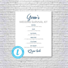 Load image into Gallery viewer, Groom&#39;s Survival Kit Sign