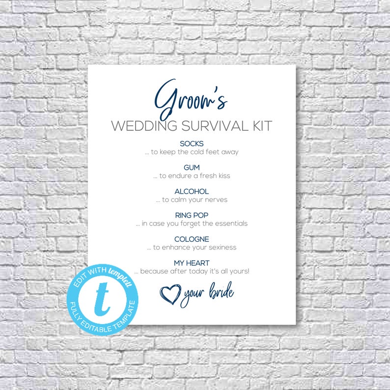 Groom's Survival Kit Sign