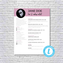 Load image into Gallery viewer, Hair Stylist + Makeup Artist Resume Template