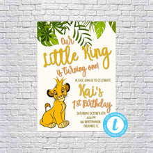 Load image into Gallery viewer, Lion King First Birthday Invitation