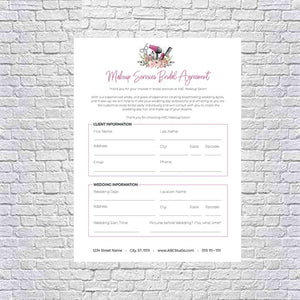 Makeup Artist Bridal or Event Agreement Contract Template
