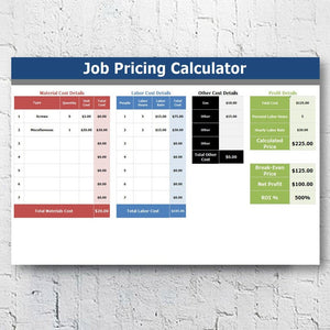 Small Business Management Software + Job Pricing Calculator | Invoice Template | Microsoft Excel Spreadsheet