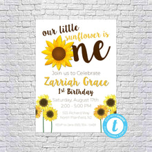 Load image into Gallery viewer, Sunflower First Birthday Invitation
