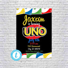 Load image into Gallery viewer, UNO Card Game 1st First Birthday Party Invitation