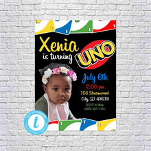 Load image into Gallery viewer, UNO Card Game 1st First Birthday Party Invitation