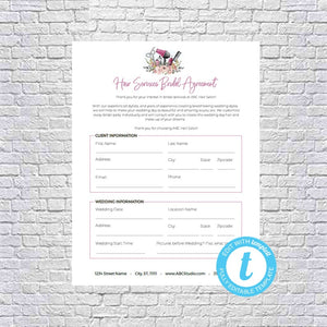 Hair Stylist Bridal or Event Agreement Contract Template